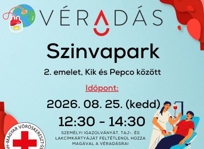 Augusztusi véradás a Szinvaparkban